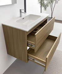 24” x 18.5” Floating Vanity With Top, 2 drawers, 18.5”D