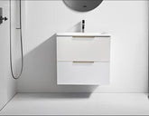 24” x 18.5” Floating Vanity With Top, 2 drawers, 18.5”D