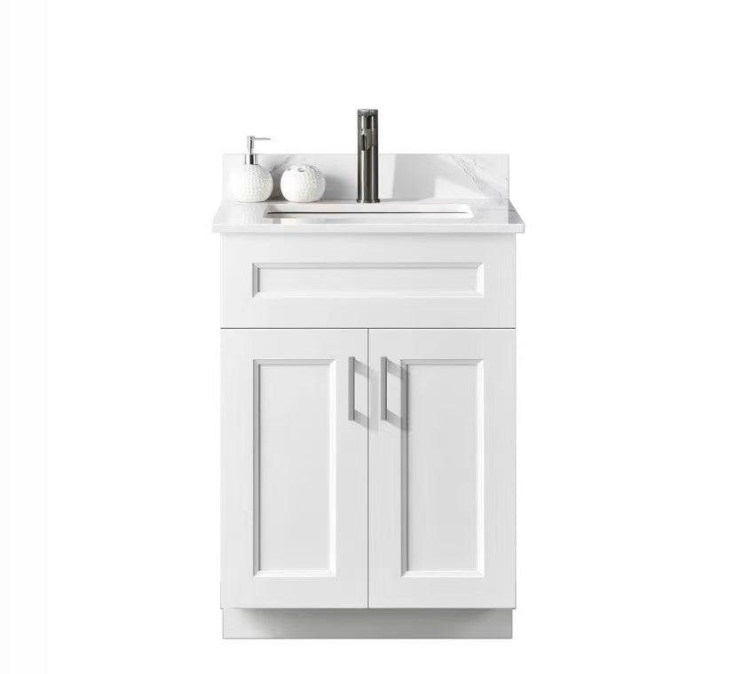 24'' SOLID WOOD VANITY WITH TOP , 2 DOORS