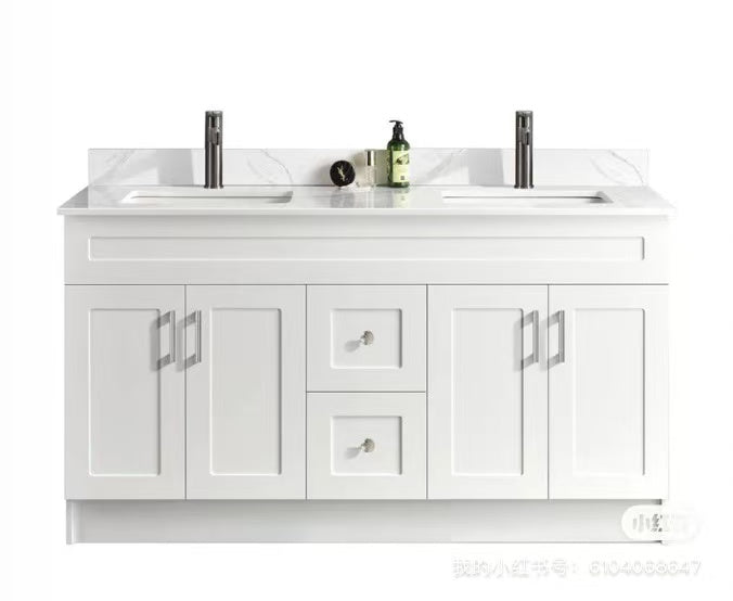 60'' DOUBLE SINKS HDF VANITY WITH TOP
