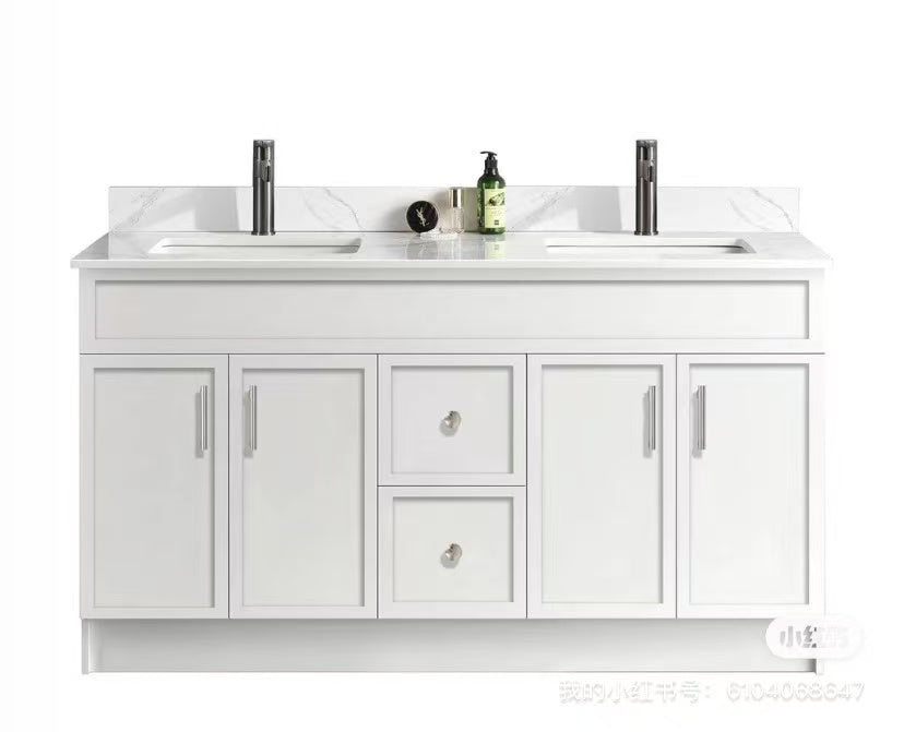 60'' DOUBLE SINKS HDF VANITY WITH TOP