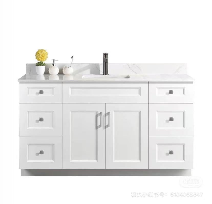 60'' SINGLE SINK SOILD WOOD VANITY WITH TOP