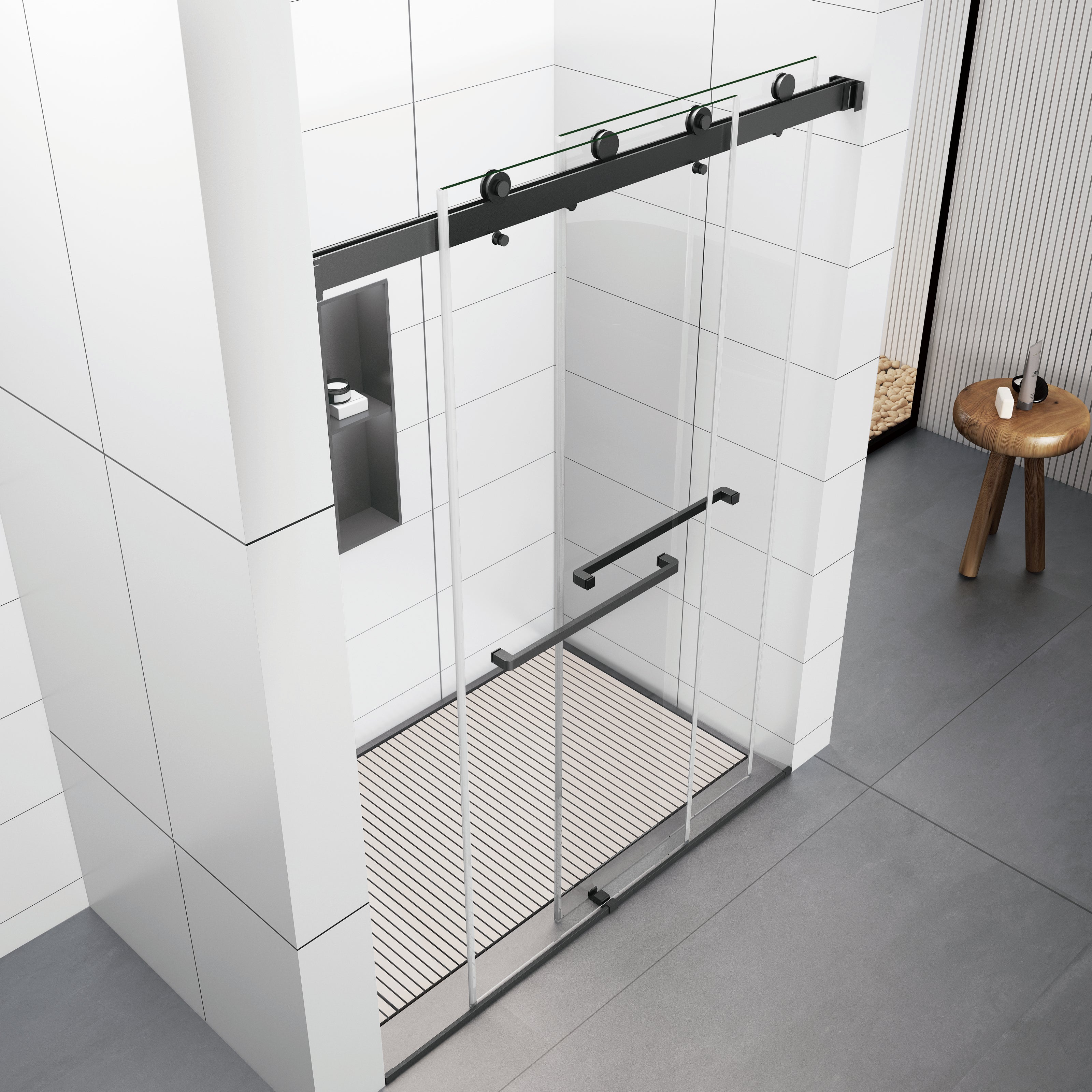 60'' X 72'' Frameless Shower Glass Door -D36