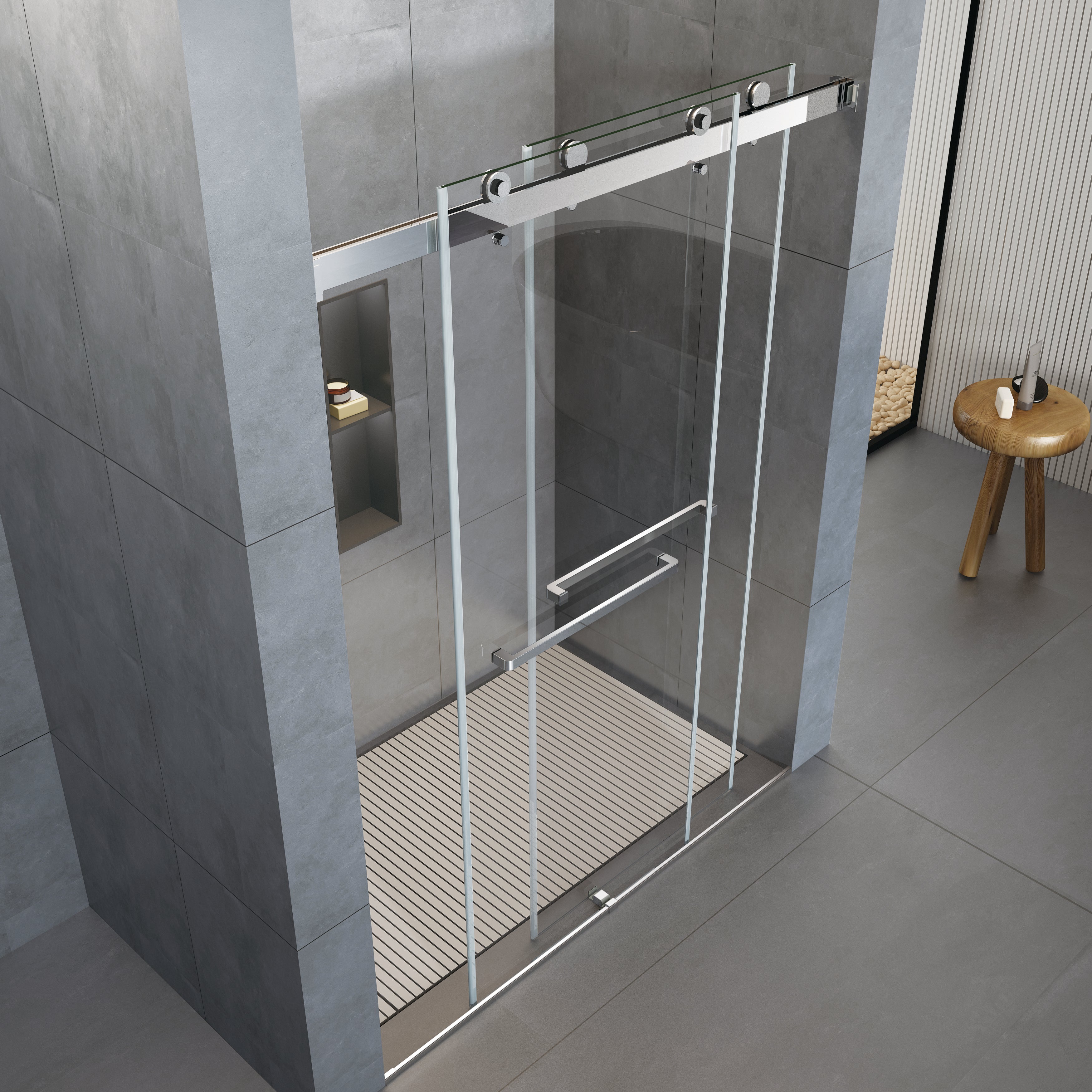 60'' X 72'' Frameless Shower Glass Door -D36