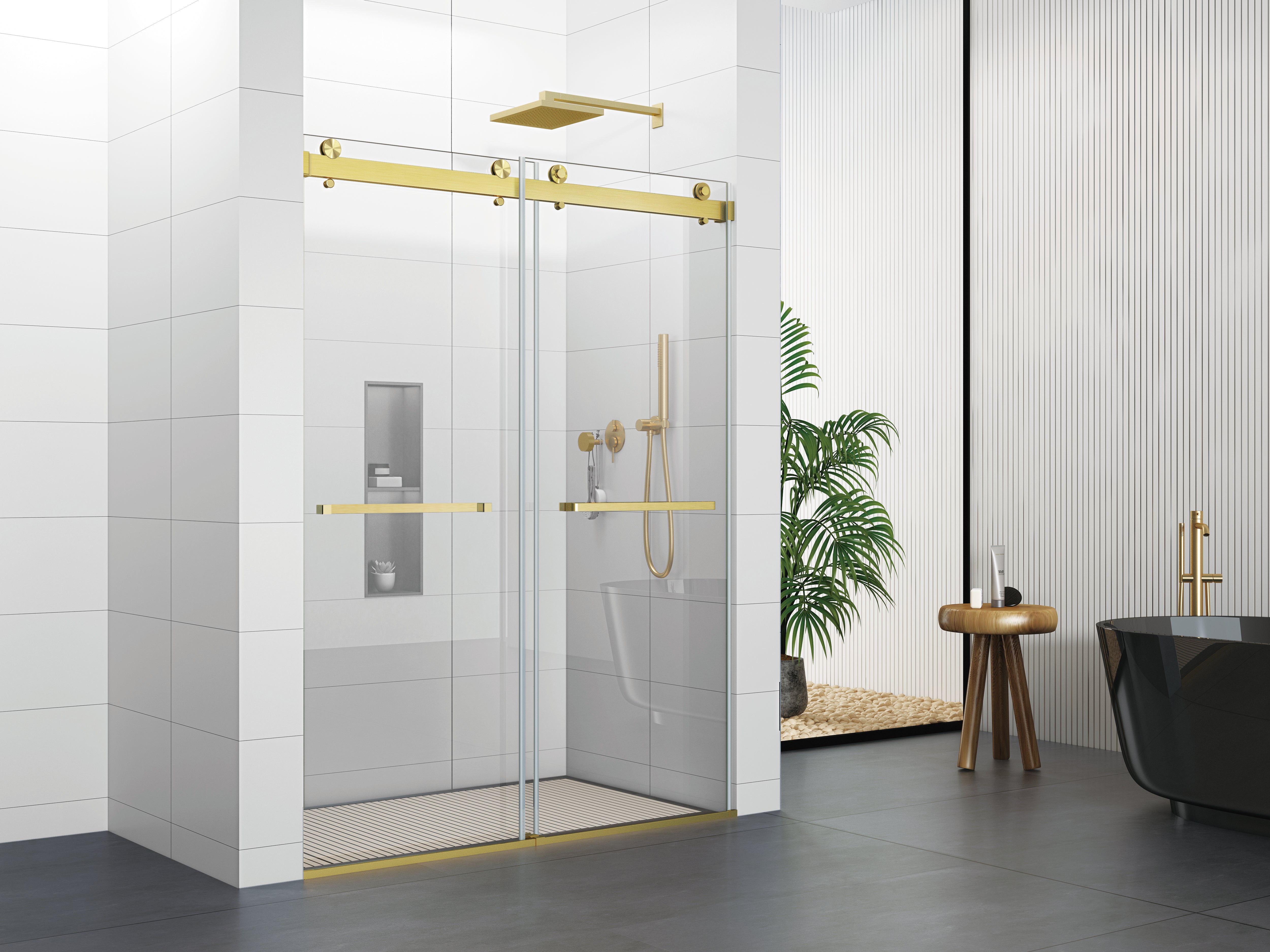 60'' X 72'' Frameless Shower Glass Door -D36