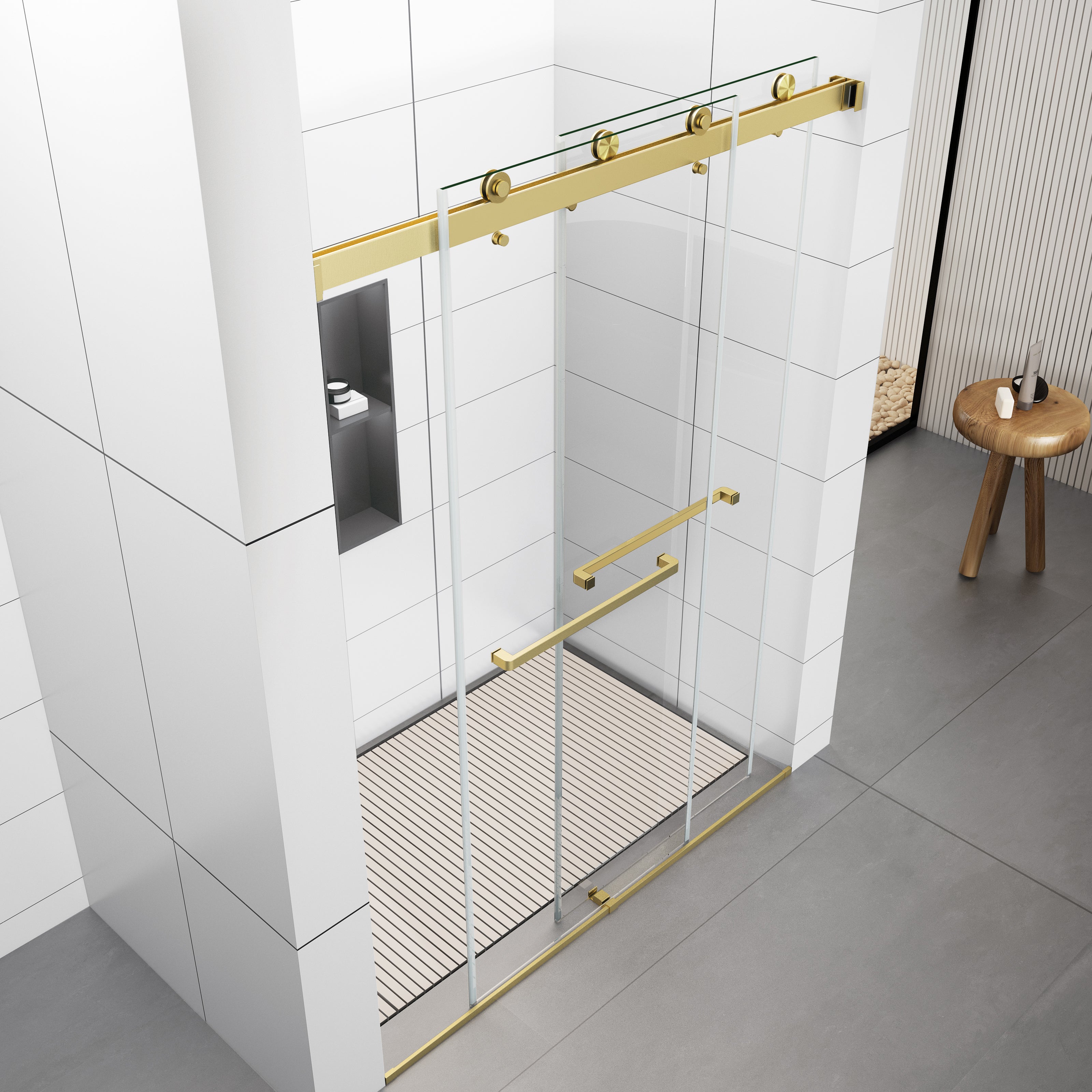 60'' X 72'' Frameless Shower Glass Door -D36