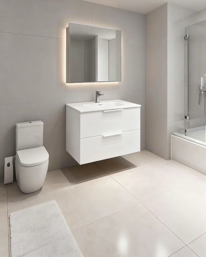 24” x 18.5” Floating Vanity With Top, 2 drawers, 18.5”D