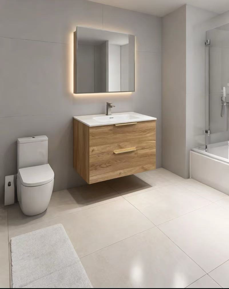 24” x 18.5” Floating Vanity With Top, 2 drawers, 18.5”D